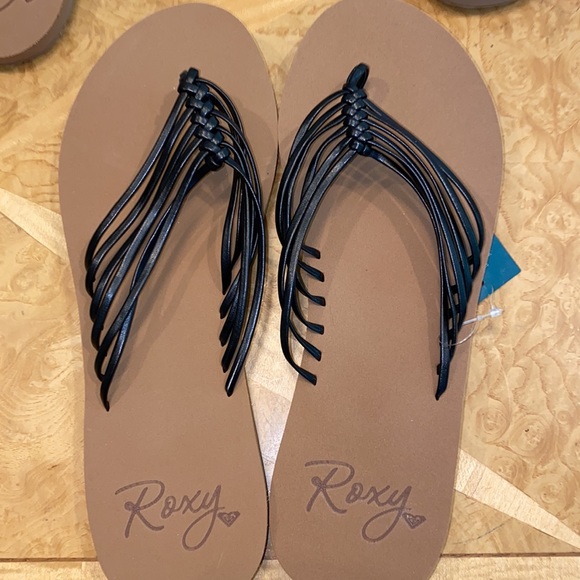 NWT!! Roxy Jasmine Black Flip Flops Size 8 - Picture 4 of 6